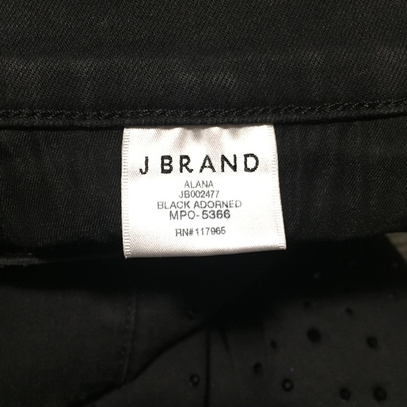 J Brand Alana Studded High Rise Skinny Jeans 26 (Inseam 27.5) Black Raw Hem - Picture 12 of 12